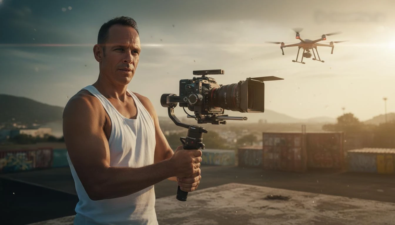 Philip Mennen with gimbal camera and drone